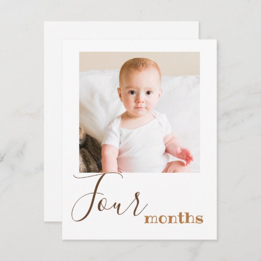 4か月フォト最初の誕生日バナーカード (正面/裏面)