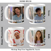 4つのおもしろい顔のカスタム写真と長いメッセージ コーヒーマグカップ