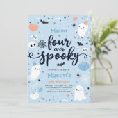 4つのかわい不気味ハロウィーン幽霊4th誕生日 招待状 (スタンド正面)