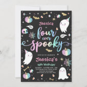 4つのかわい不気味ハロウィーン幽霊4th誕生日 招待状 (正面)