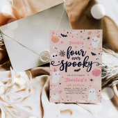 4つのかわい不気味ハロウィーン幽霊4th誕生日 招待状