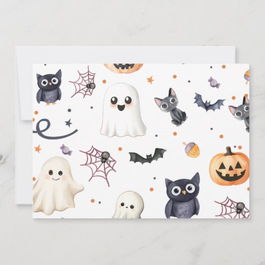 4つのかわい不気味ハロウィーン幽霊4th誕生日 招待状 (裏面)