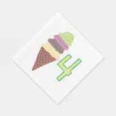 4つのアイスクリームの誕生日ナプキン　年齢4歳 スタンダードランチョンナプキン (角)