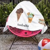 4つのアイスクリームパーソナライズされた ビーチタオル