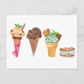 4つのアイスクリームパーソナライズされた ポストカード (正面)