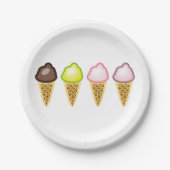 4つのアイスクリーム ペーパープレート (正面)