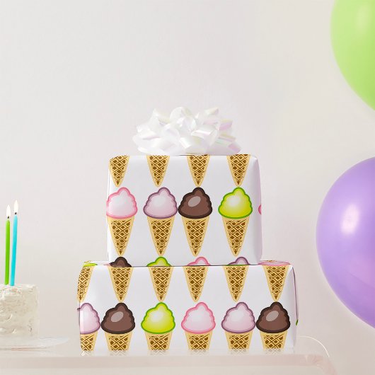 4つのアイスクリーム ラッピングペーパー