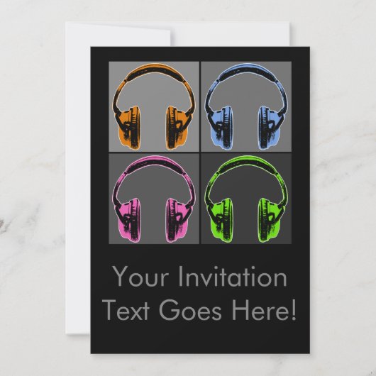 4つのアーポップ・アートのトヘッドフォン 招待状 (正面)