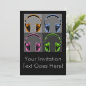 4つのアーポップ・アートのトヘッドフォン 招待状 (スタンド正面)