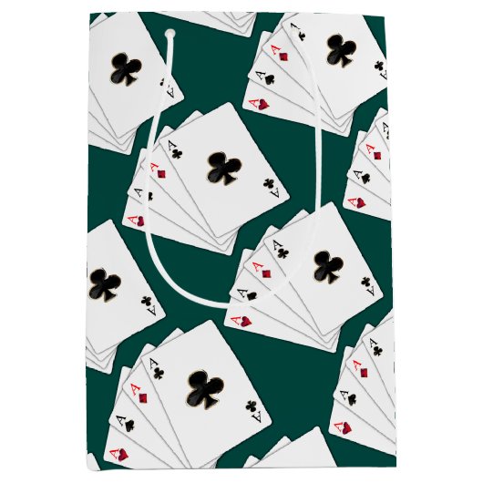 4つのエースのトランプのギフトバッグ ミディアムペーパーバッグ (正面)