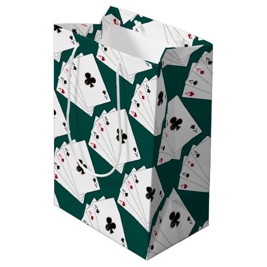 4つのエースのトランプのギフトバッグ ミディアムペーパーバッグ (裏面アングル)