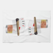 4つのエース、ドリンク、葉巻 キッチンタオル (横)