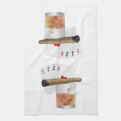 4つのエース、ドリンク、葉巻 キッチンタオル (縦)