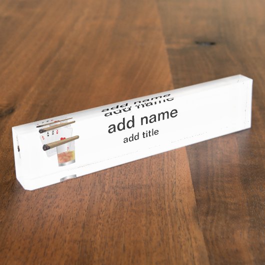 4つのエース、ドリンク、葉巻 デスクネームプレート (側面)