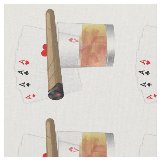 4つのエース、ドリンク、葉巻 ファブリック (クローズアップ)