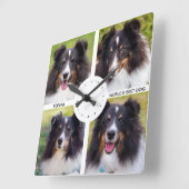 4つのカスタムペットの写真とカスタム文字 スクエア壁時計 (傾斜)