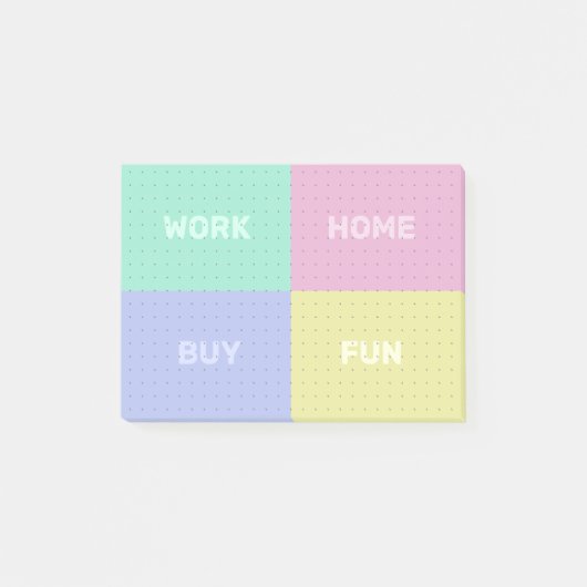 4つのカテゴリのドットグリッドの編成 ポストイット (正面)