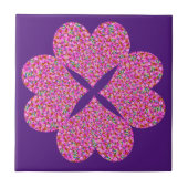 4つのカラフル花ハート タイル (正面)
