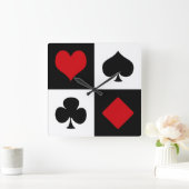 4つのカードのスーツ スクエア壁時計 (ホーム)