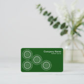 4つのギア – ホワイトオンダークグリーン – グレーバック 名刺 (スタンド正面)