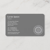 4つのギア – ホワイトオンダークグリーン – グレーバック 名刺 (裏面)