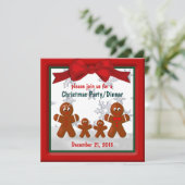 4つのクリスマス招待状のジンジャーブレッド家族 招待状 (スタンド正面)