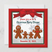 4つのクリスマス招待状のジンジャーブレッド家族 招待状 (正面)
