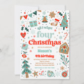 4つのクリスマス4th誕生日パーティーが欲しい 招待状 (正面)