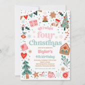 4つのクリスマス4th誕生日パーティーが欲しい 招待状 (正面)