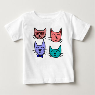 4つのクール猫幼児ラッフルティー ベビーTシャツ