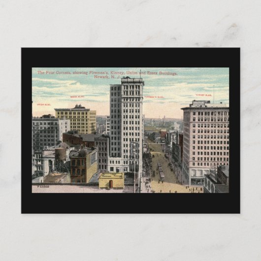 4つのコーナー、ニュアークのNJ c1915のヴィンテージ ポストカード (正面)