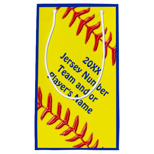 4つのサイズのソフトボールのGoodieのパーソナライズなバッグ スモールペーパーバッグ (正面)