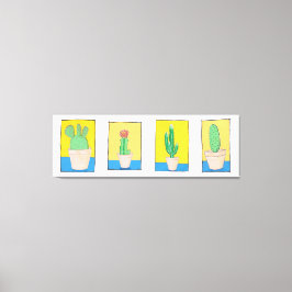 4つのサボテン。シンプルモダンスケッチ キャンバスプリント