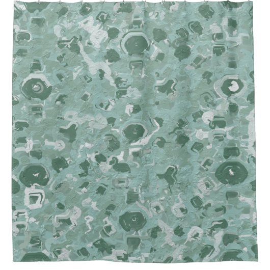 4つのシェードの緑の抽象芸術シャワーカーテン シャワーカーテン (正面)