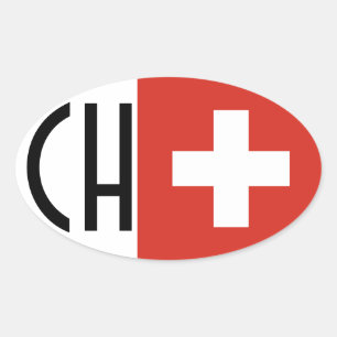 4つのスイス連邦共和国の旗"CH " 楕円形シール
