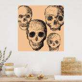 4つのスカルポスター。 ポスター (キッチン)