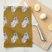 4つのスポーツ・カーのイラストレーションと1964年のモーガン キッチンタオル (四つ折り)