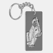 4つのスポーツ・カーのイラストレーションと1964年のモーガン キーホルダー (正面左)