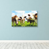 4つのチャット牛 キャンバスプリント (インサイチュ (ウッドフロア))