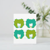 4つのティール（緑がかった色）と緑 ポストカード (スタンド正面)