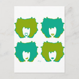 4つのティール（緑がかった色）と緑 ポストカード