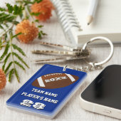 4つのテキスト・ボックスが付いているパーソナライズなフットボール・チームのギフト キーホルダー (正面右)