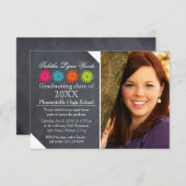 4つのデイジー(Chalkboard) - 3x5 Gradの発表 招待状 (正面/裏面)