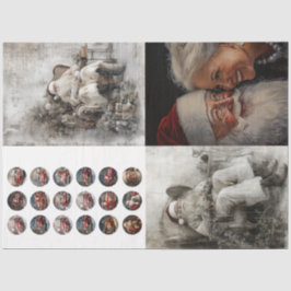 4つのデザインセットのデカップサンタさん、サンタさん 薄葉紙