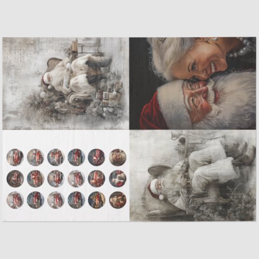 4つのデザインセットのデカップサンタさん、サンタさん 薄葉紙 (正面)