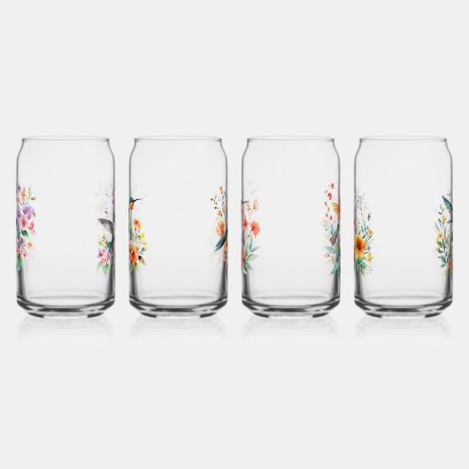 4つのハミングバードのセットフローラリース ガラス缶 (右)