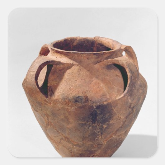 4つのハンドルを持つアルモリカンのバイコニカルな瓶 スクエアシール (正面)