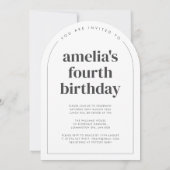 4つのハートアーチ写真4歳の誕生日 招待状 (裏面)