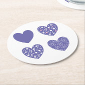 4つのハート ラウンドペーパーコースター (アングル)