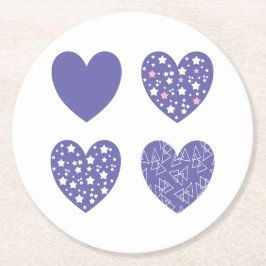 4つのハート ラウンドペーパーコースター